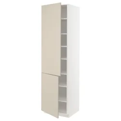 METOD Visoki element s policama/2 vrata, bela/Havstorp bež, 60x60x220 cm