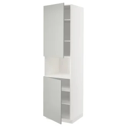 METOD Vis.orm.mikrotal2vrat/policama, bela/Havstorp svetlosiva, 60x60x220 cm