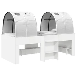 vidaXL Postelja s Tunelom 4 pcs Bela Inženirski les