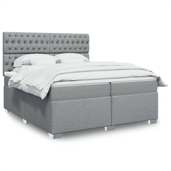 vidaXL Box spring postelja z vzmetnico svetlo siva 200x200 cm blago