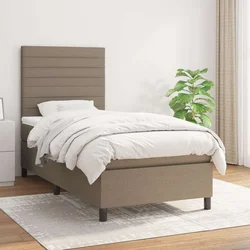 Vidaxl Box spring postelja z vzmetnico taupe 90x200 cm blago