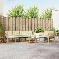 Set vanjskih sofa s jastukom 7 pcs Bijela i krem
