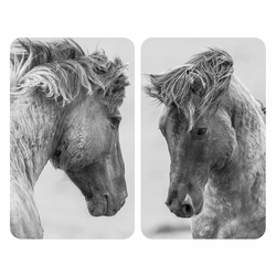 Komplet 2 sivih zaščitnih pokrovov za štedilnik Wenko Horses, 52 x 30 cm