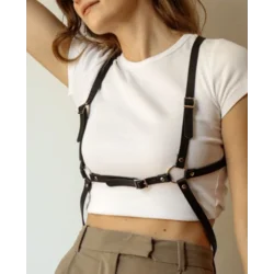 Harness pas s kovinskimi obročki,ART2142, črn