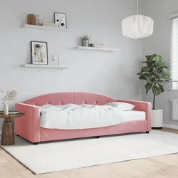 Dnevna postelja z vzmetnico roza 90x200 cm žamet