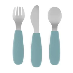 PETITE&MARS Set pribora za jelo od nehrđajućeg čelika sa silikonskom ručkom 12 m+ Take&Match, Frosted Sky