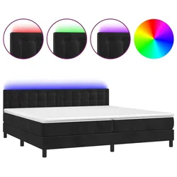 Vidaxl Box spring postelja z vzmetnico LED črna 200x200 cm žamet