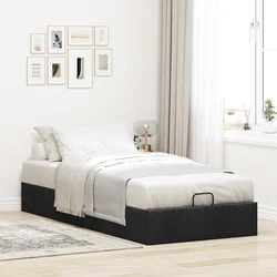 Vidaxl Otomanski posteljni okvir brez vzmetnice črn 100x200 cm blago
