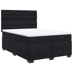 Vidaxl Box spring postelja z vzmetnico črna 140x200 cm žamet
