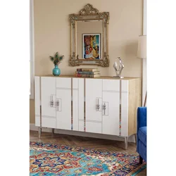 Hanah Home komoda Ilay 120, 120 cm, hrast Sapphire / bela / srebrna