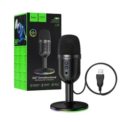 hoco. Mikrofon, stolni, RGB, USB - L25
