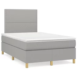 vidaXL Box spring postelja z vzmetnico LED sv. siva 120x190 cm blago