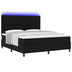 Krevet s opruga kutije s LED trakama Crna 180 x 200 cm tkanina
