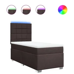 Vidaxl Box spring postelja z vzmetnico temno rjava 100x200 cm blago