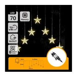 Aigostar - LED spoljašnji božićni lanac 70xLED/230V 1,2x1m IP44 topla bela zvezde