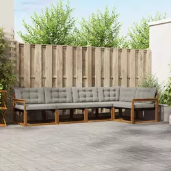 Set vanjskih sofa s jastukom 5 pcs Prirodna i svijetlo siva