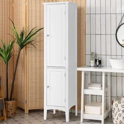 Costway Samostoječa kopalniška omara z 2 vrati, 160 cm visoka, 5 polic, bela