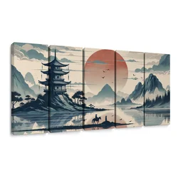 5-delna slika tih večer na Japonskem - 100x50