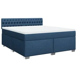 Vidaxl Box spring postelja z vzmetnico modra 180x200 cm blago