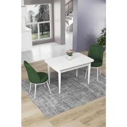 Hanah Home trpezarijski set Nil, sto i 2 stolice, bela ploča, kaki zelena tkanina Babyface
