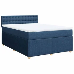 Vidaxl Box spring postelja z vzmetnico modra 140x190 cm blago