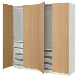 PAX / STORKLINTA Kombinacija garderobera, bela/im. hrastovine, 200x66x201 cm