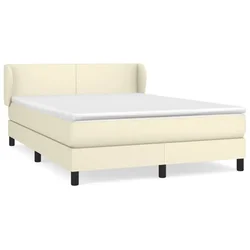 Vidaxl Box spring postelja z vzmetnico krem 140x190 cm umetno usnje