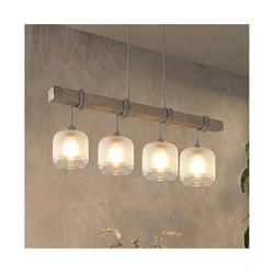 Brilagi - Luster na sajli WOOD GLASS 4xE27/60W/230V borovina/siva/bela