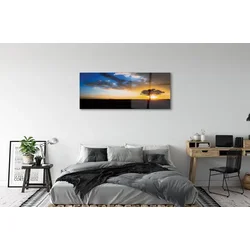 tulup.si Steklena slika Oblaki drevo 140x70 cm 2 obešalnika