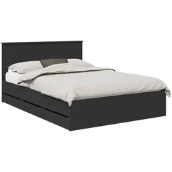Vidaxl Konstrukcija postelje Črna 150 x 200 cm Inženirsko leseno