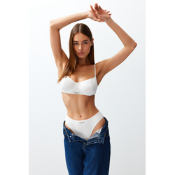 Trendyol White Ribbed Label Detailed Rope Strap Coverless Knitted Underwear Set