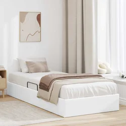 Krevet s od storage Čista bijela 100 x 190 cm Umjetna koža