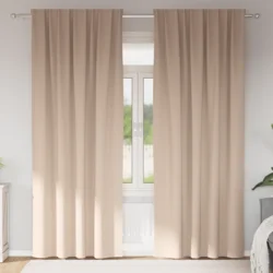 Zavjese za blackout s prstenovima 2 pcs Sivo-smeđa 245 x 140 cm