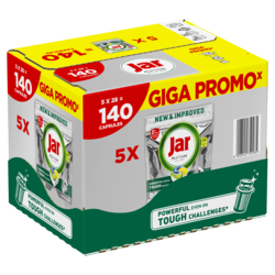 JAR kapsule za strojno pomivanje posode Platinum All In One, Lemon, 140 kos