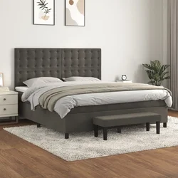 Box spring postelja z vzmetnico temno siva 160x200 cm žamet