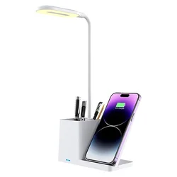 Rabalux Stona lampa Cerie, wireless punjač za mobilni, dimabilna, LED 4W, 3000-6500K, Bela