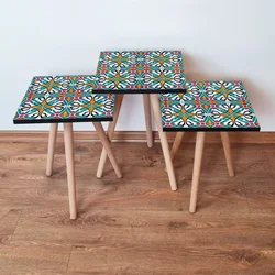 Hanah Home Set klub stočića 3Shp143, 3 komada, Šarena