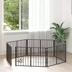 Vrata za pse 6 pcs Crna 100 x 60 cm Cinkani čelik