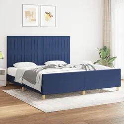 Vidaxl Posteljni okvir brez vzmetnice moder 180x200 cm blago