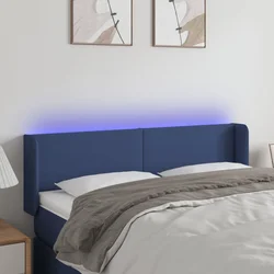 Vidaxl vidaXL Vzglavje postelje z LED modro 147x16x78/88 cm blago