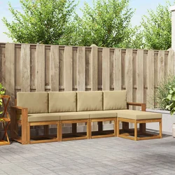 Set vanjskih sofa 5 pcs Prirodna i bež Čvrsto drvo akacije