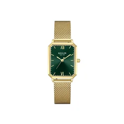 Régler Analogna ura Régler Élégance Mesh Gold - Green zlata