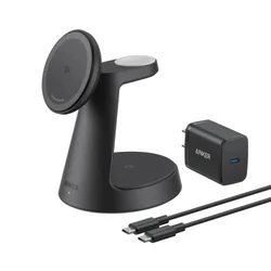 ANKER MagGo Bežični Dock Stand 3u1, sa kablovima i zidnim punjačem, crni