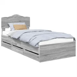 Vidaxl Konstrukcija postelje Siva Sonoma 90 x 200 cm Inženirsko leseno