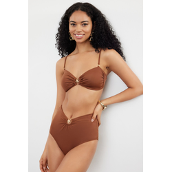 Trendyol Brown Strapless Premium Accessories Bikini Top