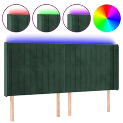 Vidaxl LED posteljno vzglavje temno zeleno 183x16x118/128 cm žamet