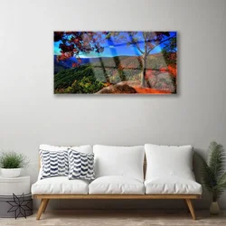 tulup.si Steklena slika Mount forest narava 125x50 cm 2 obešalnika