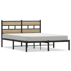 Vidaxl Kovinski posteljni okvir brez vzmetnice sonoma hrast 140x190 cm