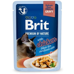 Brit Premium vlažna hrana za sterilisane mačke, Fileti piletine u sosu, 85 g