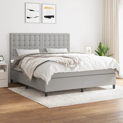 vidaXL Box spring postelja z vzmetnico svetlo siva 160x200 cm žamet
